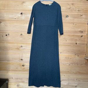 Eddie Bauer Dark Gray Long Sleeve Cotton Maxi Dress w/pockets